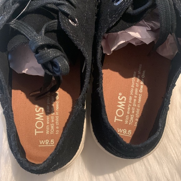 Toms Lenox Black Deconstructed Suede/Woven panel Sneakers Size 9.5 - Picture 7 of 13